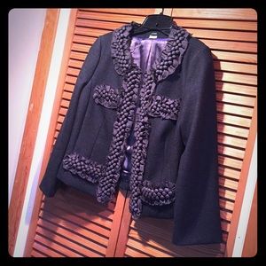 J. Crew 100% wool embellished ruffle blazer